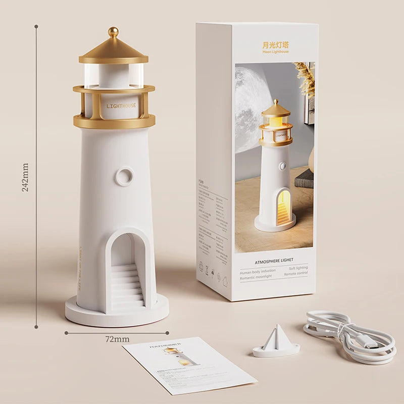 3D Moon Projection Lighthouse Lamp