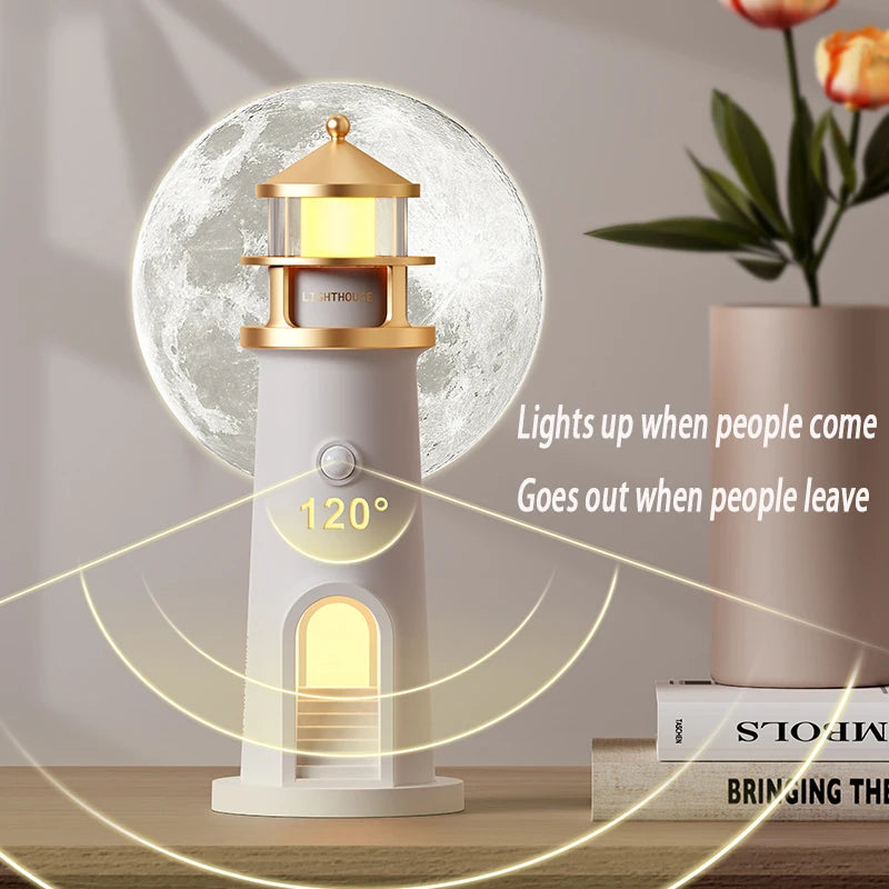 3D Moon Projection Lighthouse Lamp
