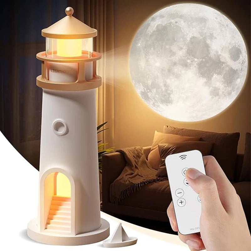 3D Moon Projection Lighthouse Lamp